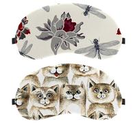 2 PCS Cute Brown Retro Cat Head Pattern Sleep Eye Mask for Side Sleeper, Sleeping Mask, Light Blocking Eye Mask, Soft Eye Shade Cover for Travel, Nap, Plane
