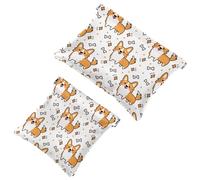 2 PCS Cute Corgi Dog Bones Pattern Pocket Cosmetic Bag, Self-Closing Shrapnel Makeup Pouch, Portable No Zipper Mini Travel Make Up Bag for Coin Lipstick Cosmetics Earphones Jewelry Organizer