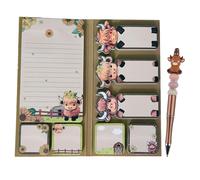 2 PCS Cute Highland Cow Sticky Note Equipped with a Beadable Pen Beads, Highland Cow Gifts for Women, Highlands Cows Pen Suitable for Birthdays or Giving to Those Who Love Highlands Cattle
