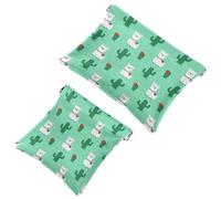 2 PCS Cute Llama Alpaca Cactus Flower Pocket Cosmetic Bag, Self-Closing Shrapnel Makeup Pouch, Portable No Zipper Mini Travel Make Up Bag for Coin Lipstick Cosmetics Earphones Jewelry Organizer