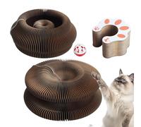 2 Pcs Cute Magic Organ Cat Scratcher Foldable Funny Cats Cardboard Toy Sturdy with Bell-Ball for Indoor Cats Kitty Accordion Toys for Scratching