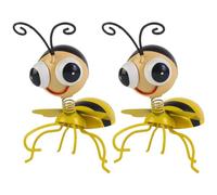 2 Pcs Cute Metal Bee Garden Wall Art Decorative Yard Hanging Decorations Outdoor Lawn Wall Sculptures Hanging Ornaments