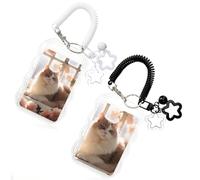 2 Pcs Cute Photocard Holder Keychain Transparent Photo Card Holder Creative Star Card Protector Clear ID Badge Holders Accessories with Small Bell for Bus Credit Student Cards Badges Cover Halloween