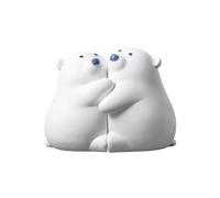 2 Pcs Cute Polar Bear Bookends, Creative Cartoon Bear Book Holders, Decorative Book Stopper for Home Office, Unique Hugging Bears Shelf Decor, Adorable Animal Bookends