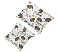 2 PCS Dachshund Dog Paw Puppies Breed Pattern Pocket Cosmetic Bag, Self-Closing Shrapnel Makeup Pouch, Portable No Zipper Mini Travel Make Up Bag for Coin Lipstick Earphones Jewelry Organizer