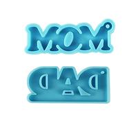 2 Pcs DAD and MOM Keychain Epoxy Resin Mold Earrings Pendant Silicone Jewelry Necklace Casting Tool