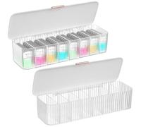 2 PCS Daily Contact Lens Organizers, 8 Slots Daily Contact Lens Storage Box with Lid, Clear Plastic Daily Contact Lens Dispenser, Large Capacity Cosmetic Contact Lens Classified Storage Holder