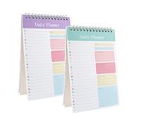 2 PCS Daily To Do List Notebooks, A5 Undated Daily Planner Pad To Do List Pad Notebook Planner, Things To Do Today Notebook for Work Study and Daily Recording (Green Purple)