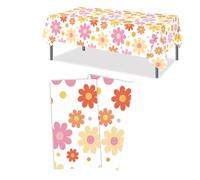 2 Pcs Daisy Tablecloth Plastic Boho Flowers Table Covers Retro Hippies Flower Disposable Rectangle for 70s Boho Birthday Baby Shower Wedding Party, for Birthday Wedding Theme Party, 54 * 108 in