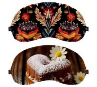 2 PCS Daisy with Heart Cake on Wooden Background Eye Mask for Side Sleeper, Sleeping Mask, Sleep Eye Mask, Soft Eye Shade Cover for Travel, Nap, Plane, Light Blocking