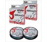 2 pcs. Daiwa J-Braid 8 Braid 0.22mm, 17,0kg/27,5lbs, 300m multicolour (Double pack)