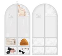 2 Pcs Dance Costume Bag, 47 x 23 in Clothes Covers Protector Bags, Hanging Garment Bags with 4 Zipper Pockets, Garment Bags, Dustproof Foldable, Hanging Protector Cover for Dancers Travel Competitions