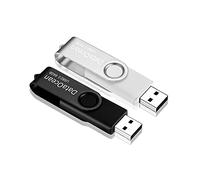 2 Pcs DataOcean USB 2.0 Memory Stick 64GB Thumb Drive Swivel Flash Drive Data Storage (2 X 64GB,Black Silver)