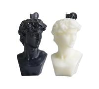 2 Pcs David Bust Statue Scented Candle,110G Aroma Soy Wax Greek Aesthetic Decorative Candle for Table Photo Prop Birthday Gift - Black,White