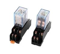 2 Pcs DC 12V 5A Coil 8 Pin DPDT 35mm DIN Rail Electromagnetic Power Relay + Socket