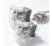 2 PCS DC 12V Coil Relays 2NO 2NC DPDT Module 8 Pin 10A LED Indicator Electromagnetic Power Relay with Wire Terminal
