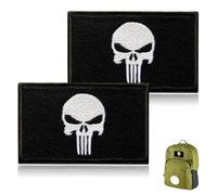 2 Pcs Dead Skull Tactical Patch Punisher Patches Tactical Morale Embroidered Hook and Loop Patchs for Tactical Military Uniform Tactical Bag Jacket Jeans Hat - Black