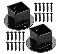 2 Pcs Deck Post Bases, 2 x 2 Inch Fence Post Brackets Anchors, Fence Post Support Bolt Down, Fence Post Anchors, Black Fence Post Holder Support Base for Square Wooden Posts, Mailboxes, Railings