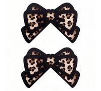 2 PCS Decorative Bow Monitor Corner Decor, Leopard Print and Pink Zebra Patterns, Computer Screen Accessories for Home Office and Gaming Setup (Leopard Print)