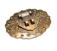 2 Pcs Decorative Bronze Hasp Latches Vintage Hook Lock Antique Right Latch Toggle Snap Closure Swing Lock Clasp with Screws for Furniture Wood Case Jewelry Box Craft Chest (Length:2-1/2" Height:2")