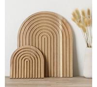 2 Pcs Decorative Wood Cutting Board Wooden Rainbow Decor Boho Kitchen Decor Serving Trays Cutting Chopping Block for Home Kitchen Farmhouse Decoration Wall Shelf Mantel(Wood Color,Acacia)