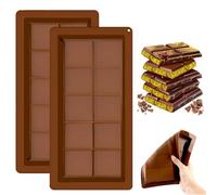 2 Pcs Deep Chocolate Bar Moulds 10 Cavity Reusable Silicone Thick Candy Bars Moulds Chocolate Bar Sweet Moulds for Stuffed Bar, Thick Chocolate Bar Molds Tea Spoon