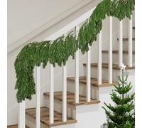 2 Pcs Dense Christmas Norfolk Pine Garland - 6 Ft Single Fork Realistic Touch Artificial Pine Greenery for Christmas Holiday Mantle Fireplace Table Home Decor