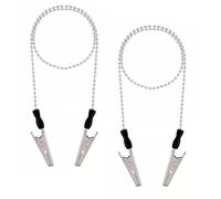 2 PCS Dental Bib Chain with Clips Metal Napkin Clip Chain Adjustable Reusable Running Bib Clips Keep Your Napkin Securely Placed While Dining, Silver
