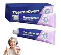 2 PCS Denture Adhesive, Denture Adhesives Gel for Full & Partial Dentures, Comfortable Refit, Long Lasting, Acts as Soft Reliner