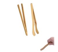2 Pcs Designer Wooden Kitchen Tongs - Warming Utensils with Ergonomic Handles for Baking, Grilling and Food Handling (7 Inch Craft)