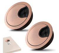 2 Pcs Desk Cable Grommet 60mm Zinc Alloy Desk Grommet Round Desk Table G/rommet Cable Tidies Desk Wire Hole Cover for Management of Office & Computer De/sk (Rose Gold)