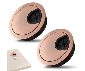 2 Pcs Desk Cable Grommet 60mm Zinc Alloy Desk Grommet Round Desk Table G/rommet Cable Tidies Desk Wire Hole Cover for Management of Office & Computer De/sk (Rose Gold)