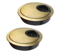2 Pcs Desk Cable Grommet 60mm Zinc Alloy Desk Grommet Round Desk Table Grommet Cable Tidies Desk Wire Hole Cover for Management of Office & Computer Desk (Gold)