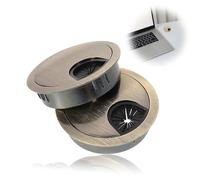 2 Pcs Desk Cable Grommet 80mm with Hole Saw, Computer Desk Metal Cable Hole, Table Cable Cord Round Hole Cover, for Hide Data Cords in Office Desk, TV Stands, Tabletops and More. (Bronze)