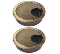 2 Pcs Desk Cable Hole Covers Metal Round Grommets 53mm for Organizing and Managing Desktop Cables Effectively (Green bronze 53MM)