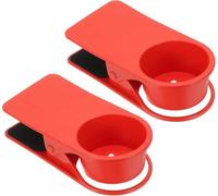 2 Pcs Desk Cup Holder Clip,Drinking Cup Holder Clip,Clamp on Table Cup Holder Bottle Couch Cup Holder, Colorful Movable Desk Side Storage Holder for Home Office Desk Use (C)
