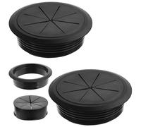 2 Pcs Desk Grommet 3.5" (90 mm) Detachable Flexible Desk Hole Cover for Cables Black ABS Plastic Grommet Hole Cover Cable Management for Office Home Table Through Countertop Wires Cables