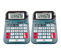 2 Pcs Desktop Calculators, Talking Calculator with Large LCD Display, Big Button Calculator with Voice Broadcast, 7.1 x 5.5 in Desktop Calculator with Time and Alarm Function for Office Business