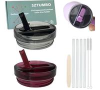 2 Pcs Detachable Flip Straw Lid for Stanley 40oz Quencher ProTour,100% Leak-proof Lid for Stanely 40oz Cup,Spill Proof and Splash Resistant Tumbler Cover(Black and Pomegranate)