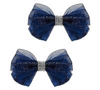 2 PCS Detachable Lace Bow Shoe Clips Simple Bow Shoe Buckles Shoe Decorations Shoe Accessories for Wedding Party Dark Blue