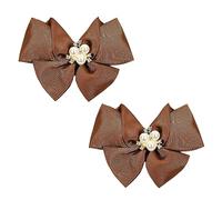 2 PCS Detachable Satin Bow Shoe Clips Pearl Charms Shoe Buckles Wedding Party Shoe Decorations Shoe Accessories Dark Brown