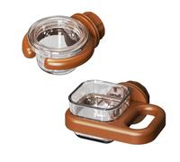 2 pcs Detachable Transparent Bowls with Brown Stand for Canary Finch Parrot Seed Water Feeder