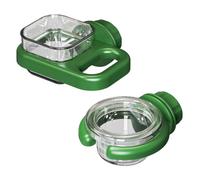 2 pcs Detachable Transparent Bowls with Green Stand for Canary Finch Parrot Seed Water Feeder