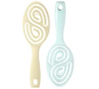 2 Pcs Detangling Hair Brush, Detangle Brush with Flexible Soft Bristles for Women Men, No-Tangle Hairbrush for Curly, Straight, Wet & Dry Hair - Easily Through Tangles Head Massaging (Green+Yellow)