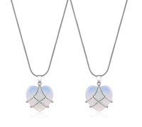 2 Pcs Diamond Castle Rose Quartz Heart Necklace For Women Girls, Friendship Necklaces,Birthday Gift, Mother'S Day Necklace, Gift For Her (2 Pc Opal Stone)