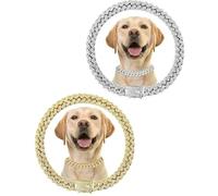 2 Pcs Diamond Cuban Cat Chain Collar 20cm Exquisite Metal Cat Necklace Studded with Rhinestones, Puppy Chain Collar for Pet Jewelry Accessories