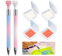 2 Pcs Diamond Painting Pens with Wax, Refillable Wax Pen, Rotating Glue Point Drill Pen for Nail Art Rhinestones, Diamond Art Accessories and Tools, Quickly Pick Up Beads Gems(Gradient Color)