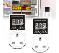 2 PCS Digital Temperature Controller,Thermostat Outlet Socket with waterproof head 230V Thermostat Socket Outlet Lcd Screen Heating Cooling Temperature Switch for Greenhouse Farm Aquarium Reptile