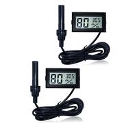 2 PCS Digital Thermometer Hygrometer Mini Humidity Meter Reptile Terrarium Hydrometer Probe Thermometers Temperature Gauge Meter for Reptiles Terrarium Incubator Aquarium Office Living Room
