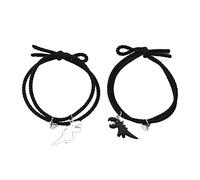 2 PCS Dinosaur Couple Bracelet Magnetic Matching Bracelet Long Distance Relationship Bracelets, Cute Dinosaur Rope Bracelet Jewelry
